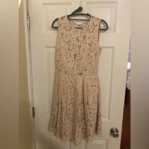 Anthro Hitherto Dress, cream lace with beige satin underlay, new w/o tags.